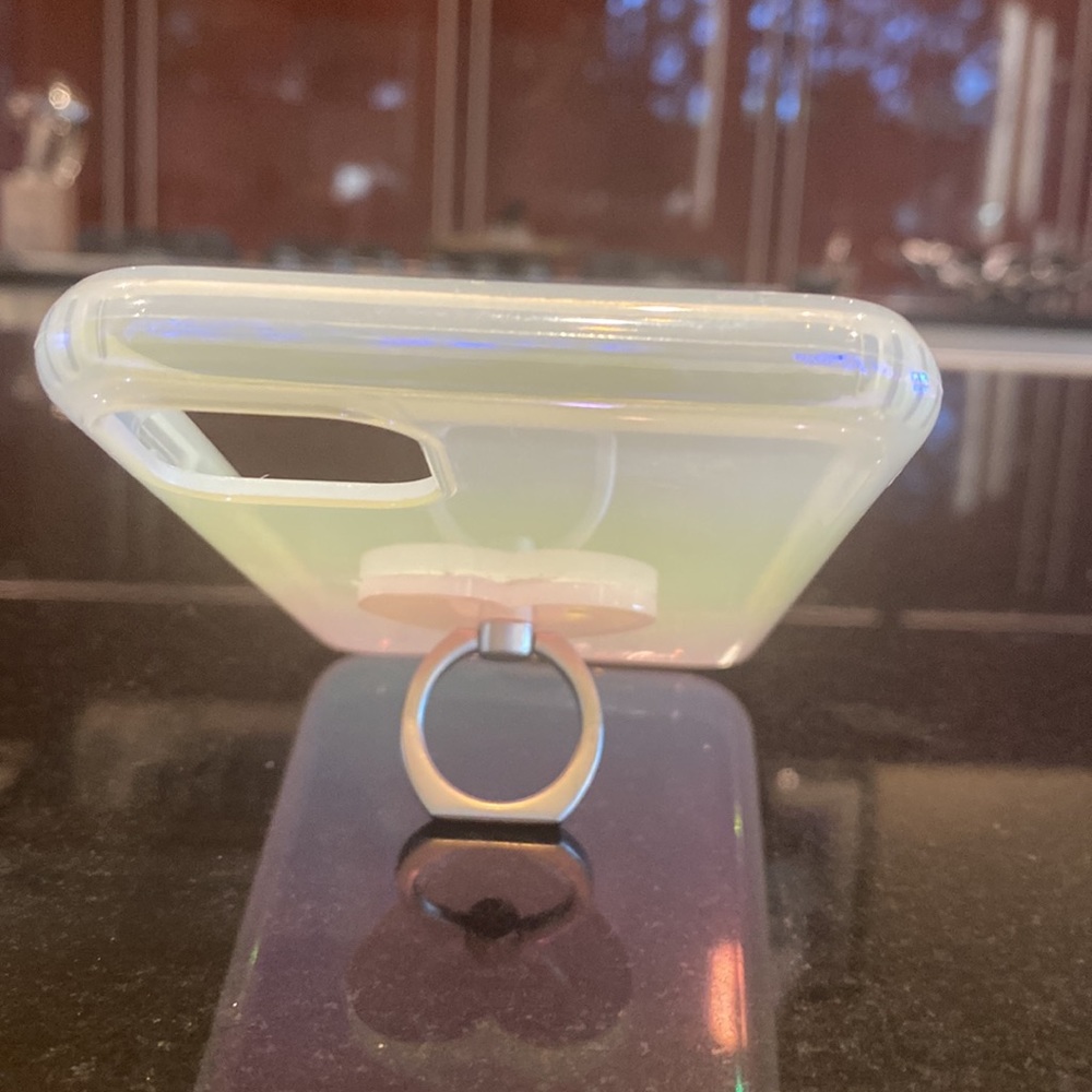 Iridescent Opal iPhone 11 Pro Max Phone Case with attached Heart Phone Ring - Picture 4 of 6